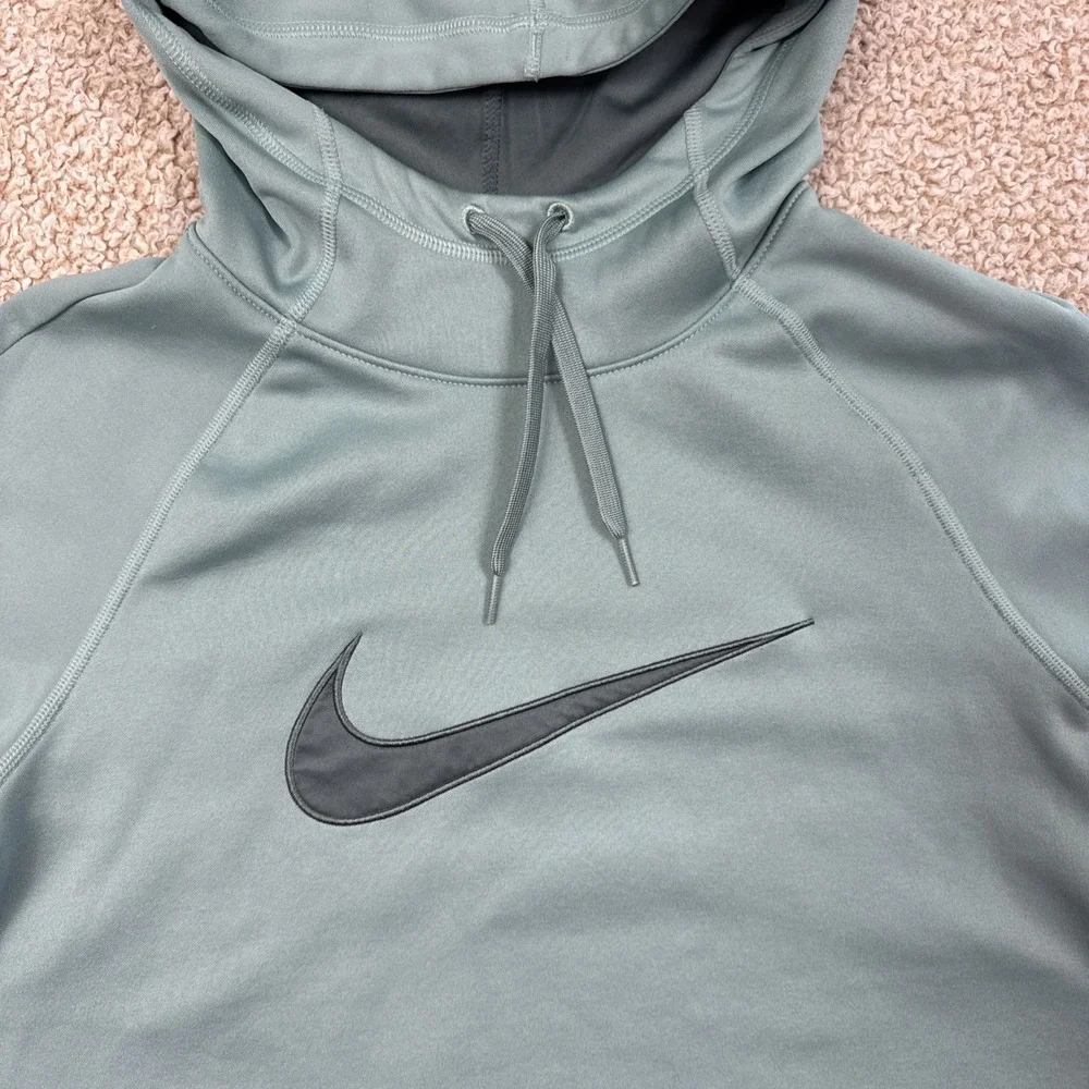 Nike Therma Dri Fit Hoodie Women S Teal Swoosh Pullover Fleece Sweatshirt Logo